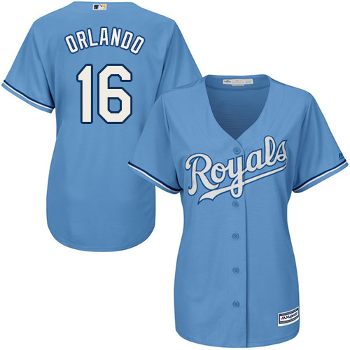 Royals #16 Paulo Orlando Light Blue Alternate Women's Stitched MLB Jersey